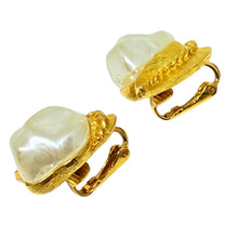 Load image into Gallery viewer, MARVELLA signed vintage gold tone faux pearl designer clip on earrings
