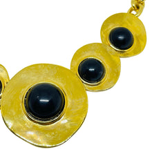 Load image into Gallery viewer, MARZIA signed vintage gold tone black resin cabs chain designer necklace

