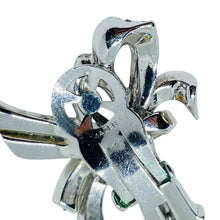 Load image into Gallery viewer, MAZER signed vintage silver tone rhinestones bow designer clip on earrings

