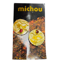 Load image into Gallery viewer, MICHOU 925 sterling silver 22k gold vermeil garnet signed vintage earrings
