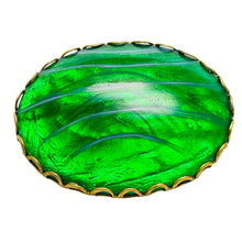 Load image into Gallery viewer, MIRIAM HASKELL signed vintage gold green glass designer brooch
