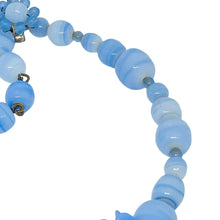 Load image into Gallery viewer, MIRIAM HASKELL signed vintage gold tone blue glass flowers designer necklace
