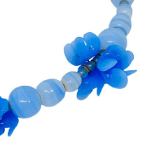 Load image into Gallery viewer, MIRIAM HASKELL signed vintage gold tone blue glass flowers designer necklace
