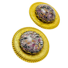 Load image into Gallery viewer, MIRIAM HASKELL vintage gold glass designer earrings
