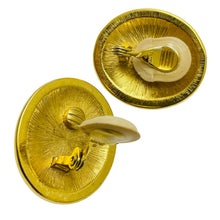 Load image into Gallery viewer, MONET gold enamel faux white coral designer runway clip on earrings
