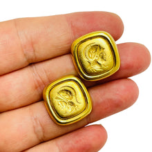 Load image into Gallery viewer, MONET signed gold Roman soldier designer pieeced earrings
