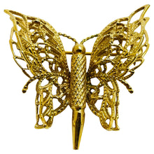 Load image into Gallery viewer, MONET signed gold butterfly designer brooch
