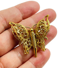 Load image into Gallery viewer, MONET signed gold butterfly designer brooch
