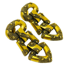 Load image into Gallery viewer, MONET signed gold etruscsn dangle designer clip on earrings
