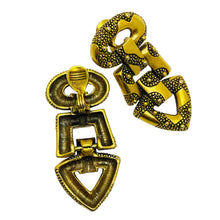 Load image into Gallery viewer, MONET signed gold etruscsn dangle designer clip on earrings

