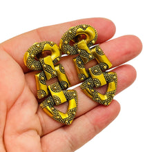 Load image into Gallery viewer, MONET signed gold etruscsn dangle designer clip on earrings
