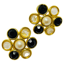 Load image into Gallery viewer, MONET signed gold glass designer clip on earrings
