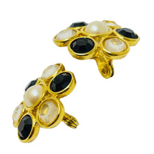 Load image into Gallery viewer, MONET signed gold glass designer clip on earrings
