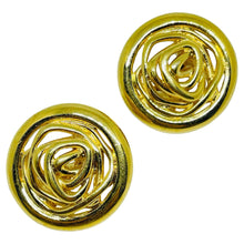 Load image into Gallery viewer, MONET signed gold tone swirl designer clip on earrings
