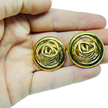 Load image into Gallery viewer, MONET signed gold tone swirl designer clip on earrings
