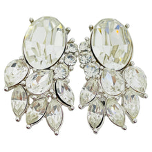 Load image into Gallery viewer, MONET signed silver tone vintage glass designer clip on earrings
