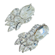 Load image into Gallery viewer, MONET signed silver tone vintage glass designer clip on earrings
