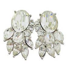 Load image into Gallery viewer, MONET signed silver tone vintage glass designer clip on earrings
