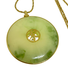 Load image into Gallery viewer, MONET signed vintage faux jade oriental large pendant designer necklace
