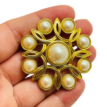 Load image into Gallery viewer, MONET signed vintage gold pearl designer brooch

