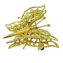 Load image into Gallery viewer, MONET signed vintage gold tone butterfly designer brooch
