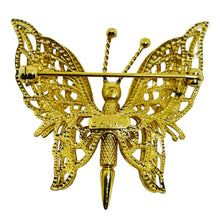 Load image into Gallery viewer, MONET signed vintage gold tone butterfly designer brooch
