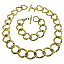 Load image into Gallery viewer, MONET signed vintage gold tone designer chain necklace bracelet set

