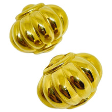 Load image into Gallery viewer, MONET signed vintage gold tone designer clip earrings
