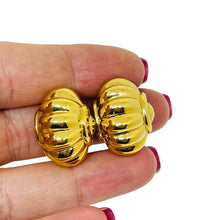 Load image into Gallery viewer, MONET signed vintage gold tone designer clip earrings

