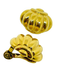 Load image into Gallery viewer, MONET signed vintage gold tone designer clip earrings
