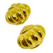 Load image into Gallery viewer, MONET signed vintage gold tone designer clip earrings
