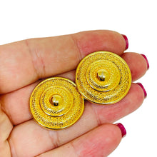 Load image into Gallery viewer, MONET signed vintage gold tone designer clip on earrings

