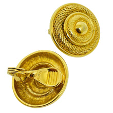 Load image into Gallery viewer, MONET signed vintage gold tone designer clip on earrings

