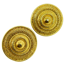 Load image into Gallery viewer, MONET signed vintage gold tone designer clip on earrings
