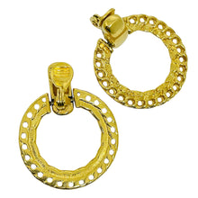 Load image into Gallery viewer, MONET signed vintage gold tone door knocker designer clip on earrings

