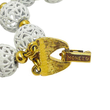 Load image into Gallery viewer, MONET signed vintage gold tone ehite enamel beads designer bracelet
