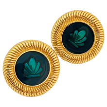 Load image into Gallery viewer, MONET signed vintage gold tone enamel designer earrings
