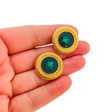 Load image into Gallery viewer, MONET signed vintage gold tone enamel designer earrings
