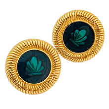 Load image into Gallery viewer, MONET signed vintage gold tone enamel designer earrings
