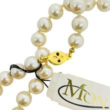 Load image into Gallery viewer, MONET signed vintage gold tone glass pearls designer necklace
