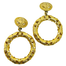 Load image into Gallery viewer, MONET signed vintage gold tone massive dangle designer clip on earrings
