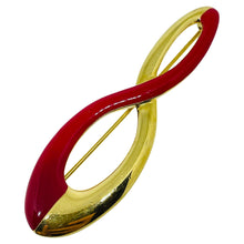 Load image into Gallery viewer, MONET signed vintage gold tone red enamel designer brooch
