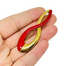 Load image into Gallery viewer, MONET signed vintage gold tone red enamel designer brooch
