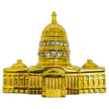 Load image into Gallery viewer, MONET signed vintage gold tone rhinestone United States Capitol Building brooch
