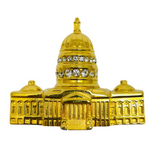 Load image into Gallery viewer, MONET signed vintage gold tone rhinestone United States Capitol Building brooch
