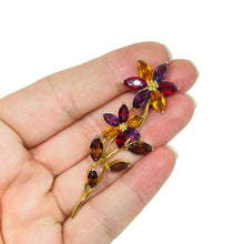 Load image into Gallery viewer, MONET signed vintage gold tone rhinestone flower designer brooch
