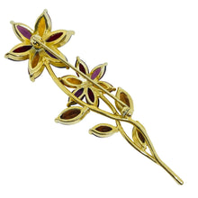 Load image into Gallery viewer, MONET signed vintage gold tone rhinestone flower designer brooch
