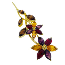 Load image into Gallery viewer, MONET signed vintage gold tone rhinestone flower designer brooch
