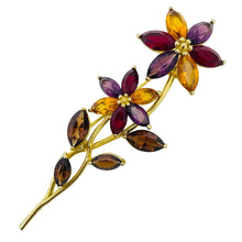 Load image into Gallery viewer, MONET signed vintage gold tone rhinestone flower designer brooch
