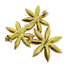 Load image into Gallery viewer, MONET signed vintage gold tone rhinestone flower designer brooch

